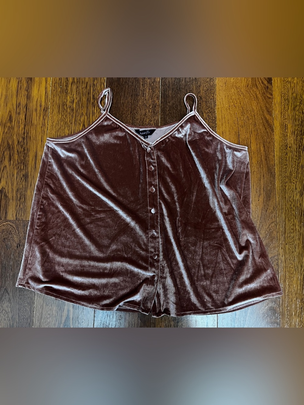 Amaryllis dusty rose pink velvet cami w/ button detail | women’s plus 2x